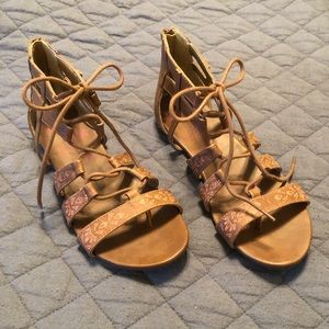 Never worn tie up flats